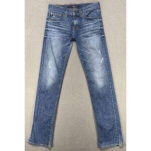 Big Star 1974 Joey Slouchy Jeans Womens Sz 25L (28x32) Blue Low Distressed Denim